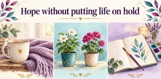 Hope without putting life on hold: care for an everyday need, connect with friends, and create by taking a step toward a goal.