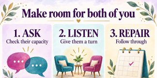 Make room for both of you: ask and check their capacity; listen and give them a turn; repair and follow through. Focus on habits, not harsh labels.