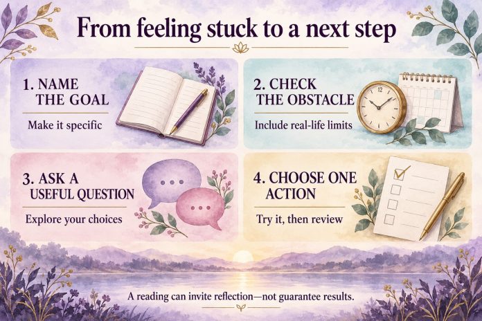 From Feeling Stuck to a Next Step Four reading-preparation steps: name the goal, check the obstacle, ask a useful question and choose one action.